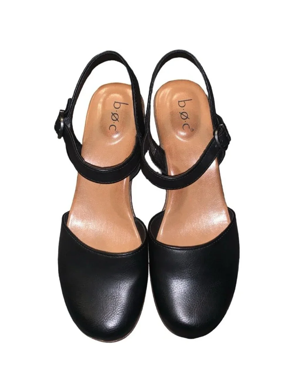 Boc Born Black 10 Dalia Closed Round Toe Mary Jane Ankle Strap Wedge Heel B.O.C